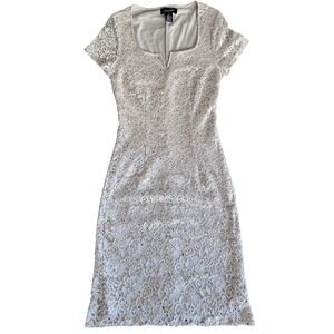 Candalite Womens Sequin Lace Sheath Dress Champagne S